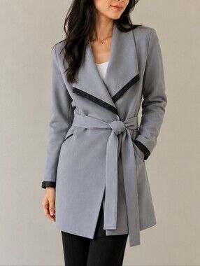 Vero Moda Grey/Blue Wrap Coat – XS
